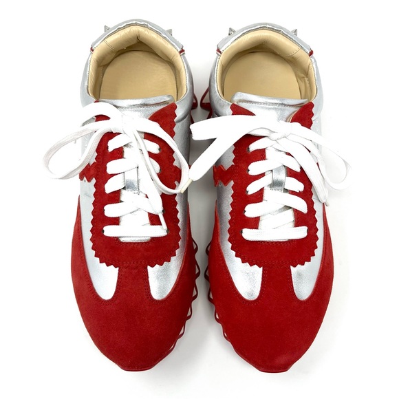 Christian Louboutin Loubishark Spike Platform Low Top Sneakers Red 42.5 12.5 - Picture 2 of 13